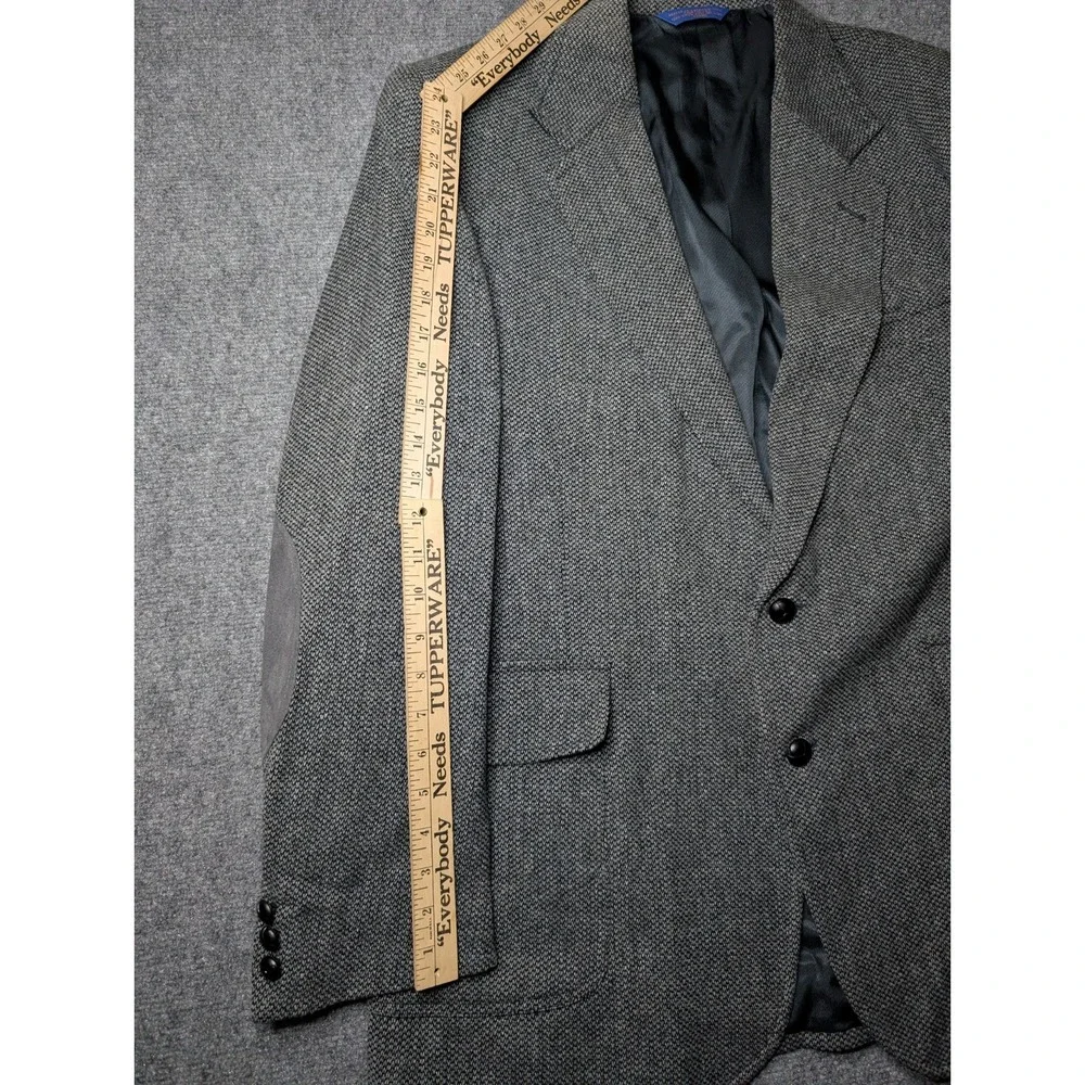 Pendleton‎ Virgin Wool Blazer Sports Coat Men's 44L Gray Suede Elbow Patches Vtg